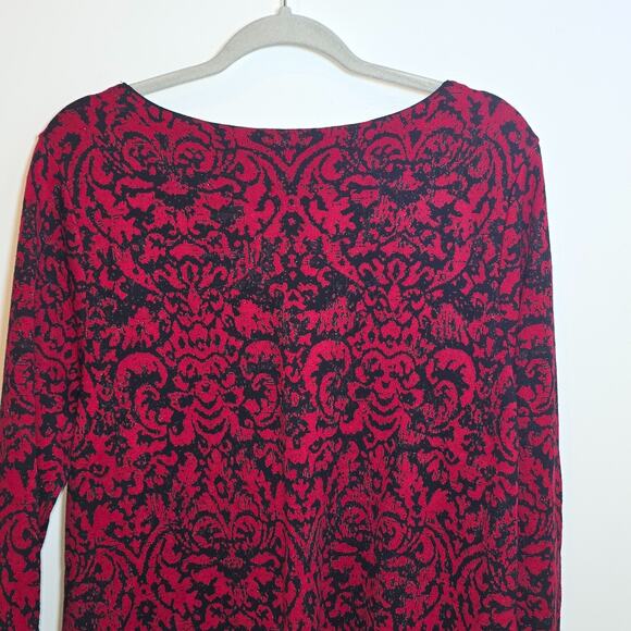 J. Jill Red Black Embellished Sparkle Pullover Sweater Top Womens Large Cotton - Picture 6 of 8